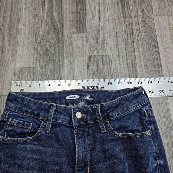 Old Navy Jeans Womens 4 Blue Rockstar Super Skinny High Rise Distressed Raw Hem - Picture 7 of 11
